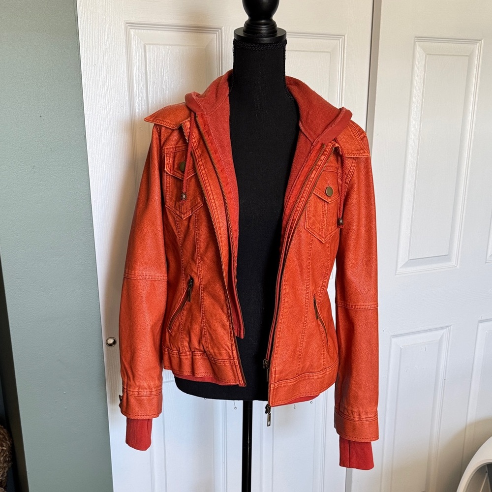 Women's Vibrant Orange Leather Jacket